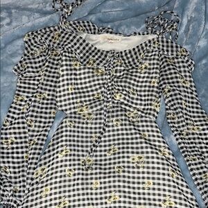 Rewind Black and White Gingham Midi Dress